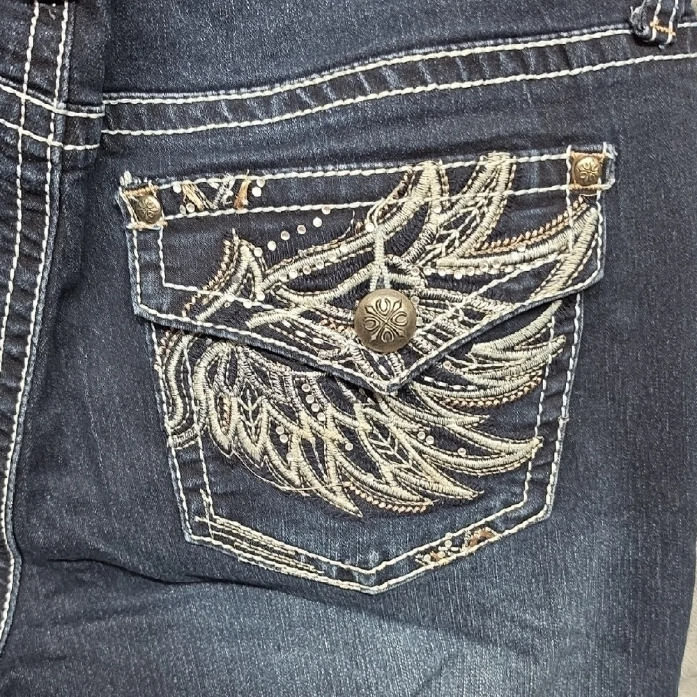 new directions Indigo Bootcut Jeans with White Stitching